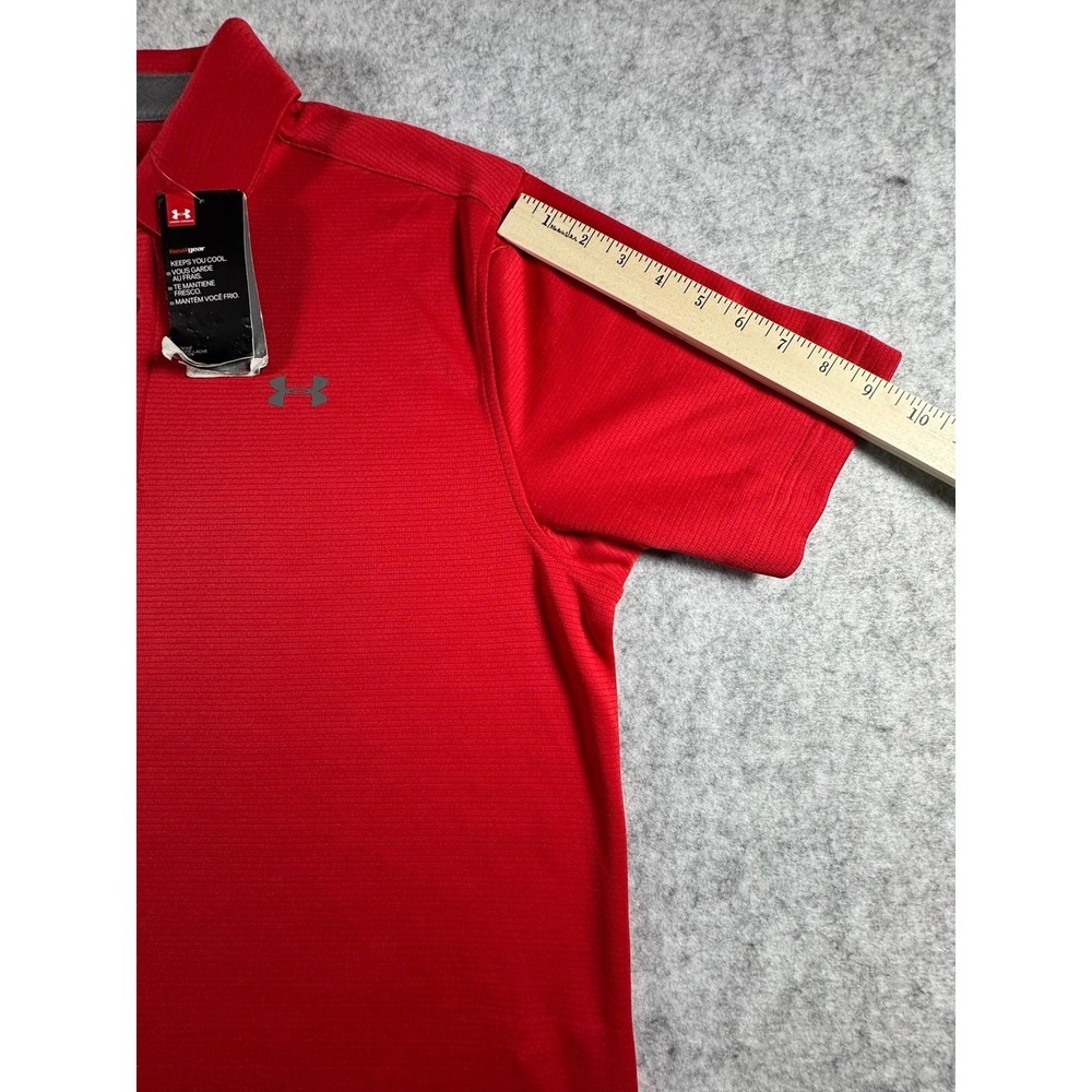 Under Armour HeatGear Polo Shirt Mens Large Red Golf Performance Knit NEW - Picture 8 of 16
